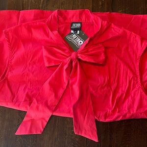 Retro Red Bow Tie Blouse